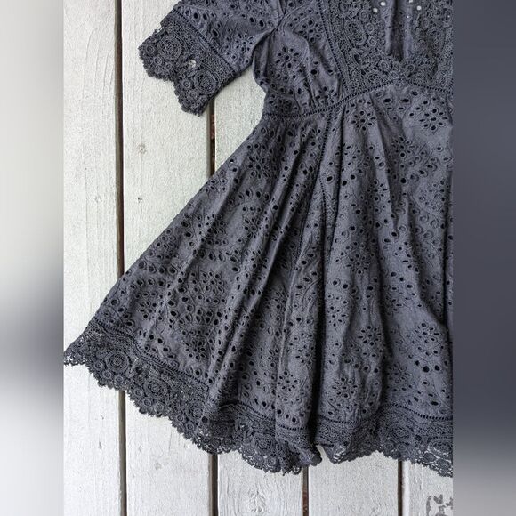 Nightcap Black Eyelet Dress Size XS NWT Empire Waist, Boho Style - Picture 4 of 9